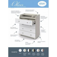 Комод Атон Орион-804 белый 4ящика (на колёсиках)