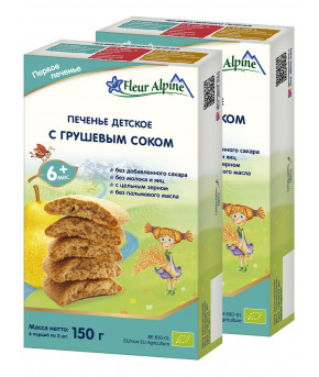 Печенье Fleur Alpine Organic растворимое Первое с грушевым соком 150г