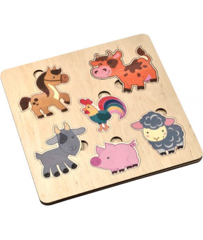 Развивающая игрушка-вкладыш Десятое королевство Домашние животные деревянная