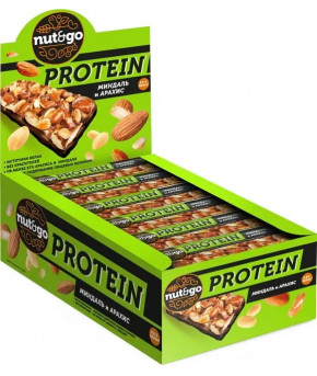Батончик ореховый Nut&Go Protein миндаль с арахисом 36г
