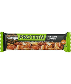 Батончик ореховый Nut&Go Protein миндаль с арахисом 36г