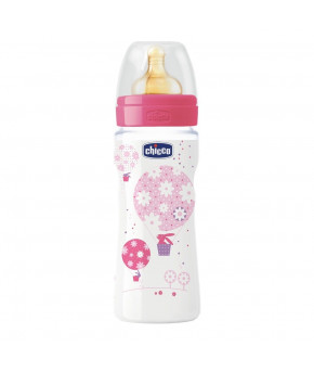 Бутылочка Chicco Well-Being Girl с латексной соской, 330 мл (цена за 1шт)