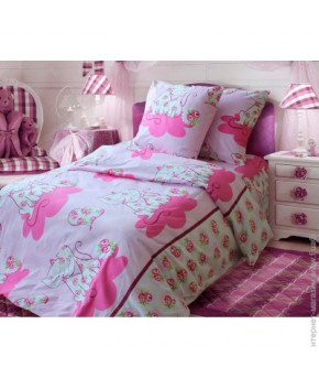 Комплект в кроватку Блакит полуторный розовый в цветочек 3пр