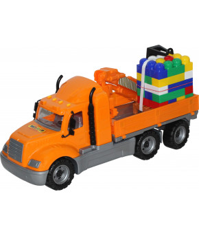 Автомобиль-кран Полесье Майк с манипулятором + конструктор СуперМикс 30 эл.(в сеточке)