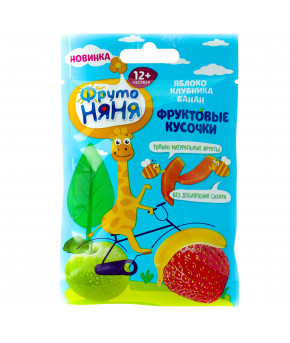 Фруктовые кусочки ФрутоНяня яблоко клубника банан 15г