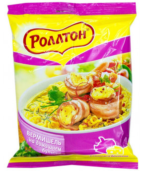 Вермишель Роллтон на домашнем бульоне с сыром и беконом 60г