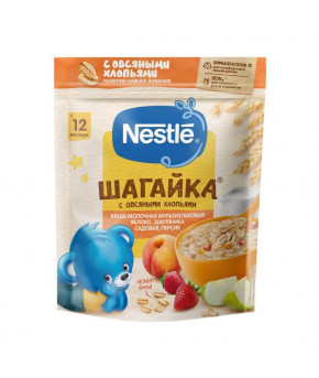 Каша Nestle шагайка 5 злаков яблоко земляника персик молочная дой-пак 190г